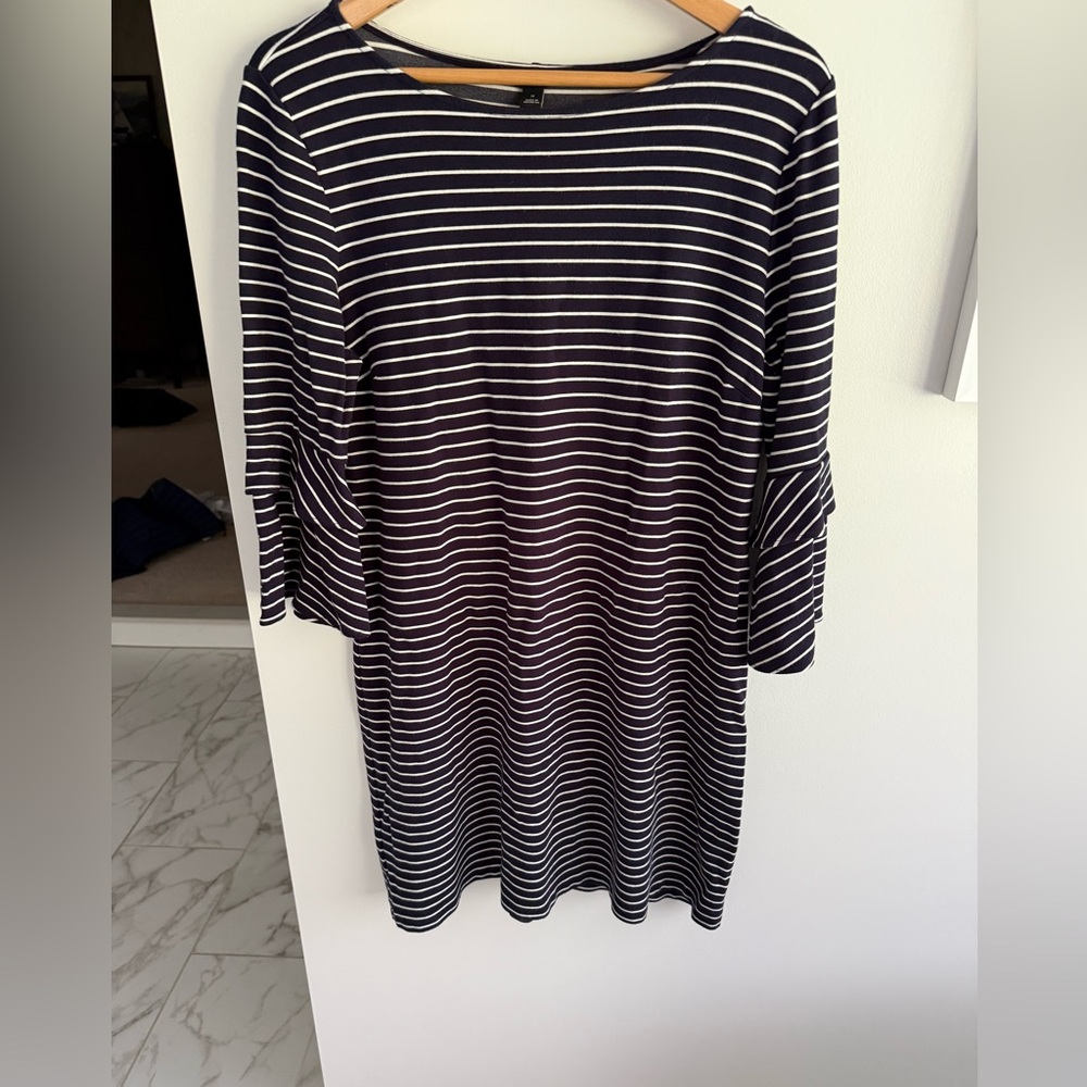 Ann Taylor Striped Navy and White Dress